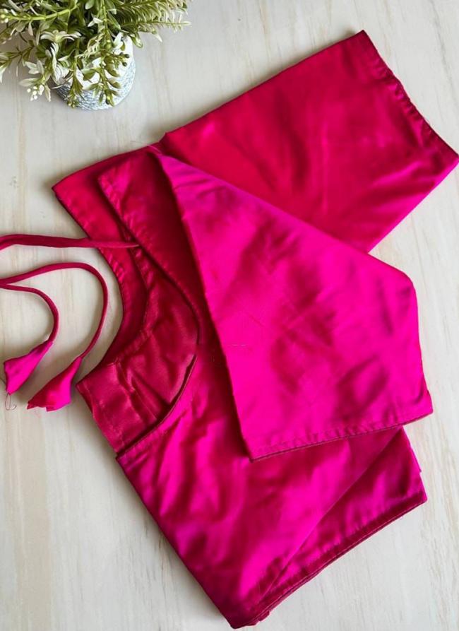 Pattu Silk Hot Pink Casual Wear Plain Readymade Blouse